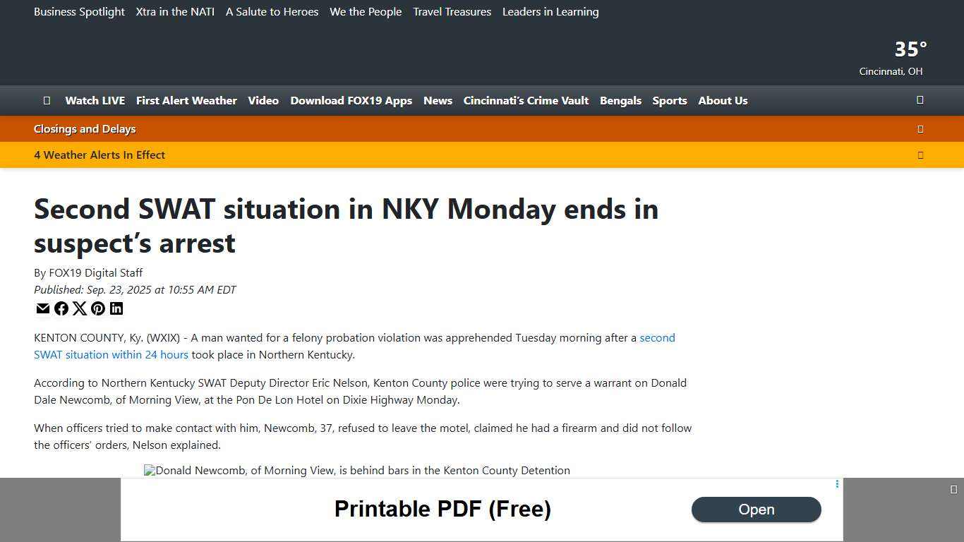 Second SWAT situation in NKY Monday ends in suspect’s arrest